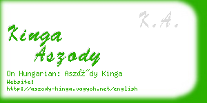 kinga aszody business card